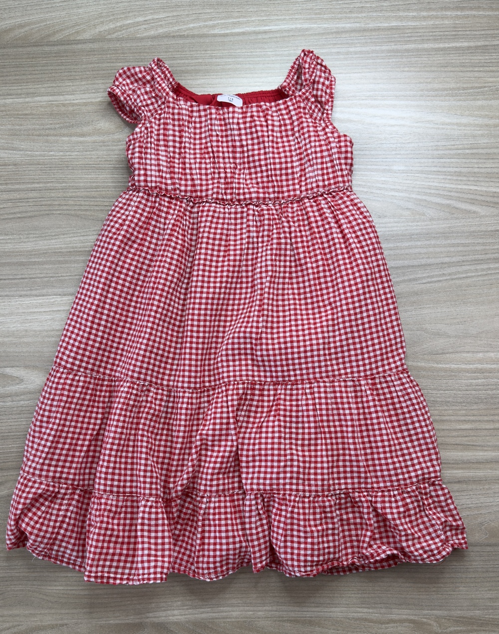 Abercrombie Kids Girls Red White Gingham Tiered Summer Dress Size 7/8 Ruffle